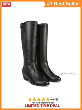 Womens Wide Calf Knee High Riding Boot Faux Leather Block Heel